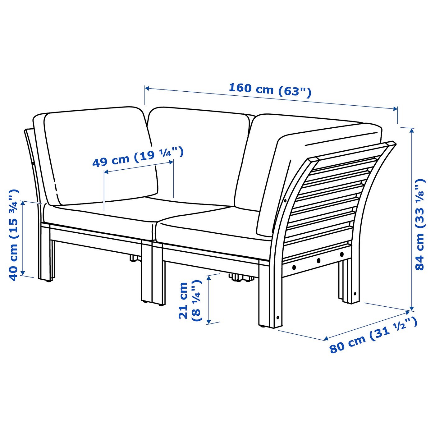 ÄPPLARÖ 2-seat modular sofa, outdoor