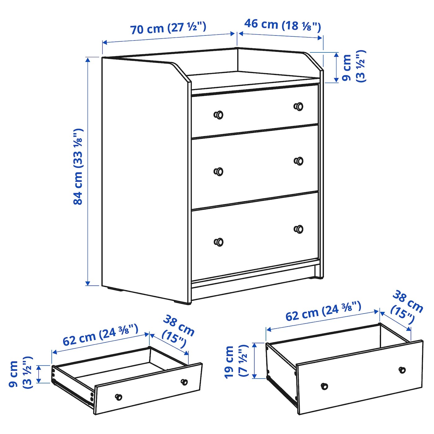 HAUGA Chest of 3 drawers