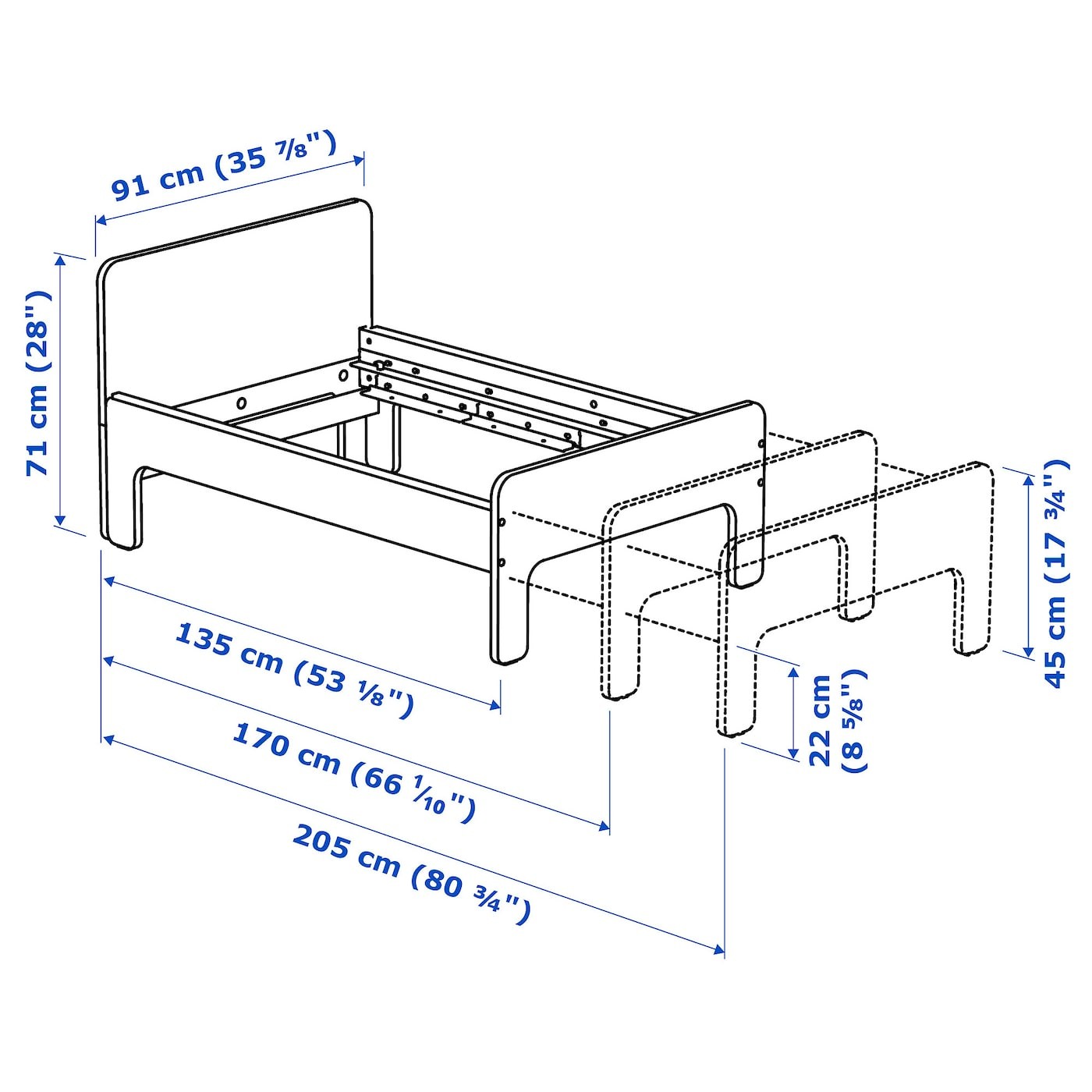 SLÄKT Ext bed frame with slatted bed base