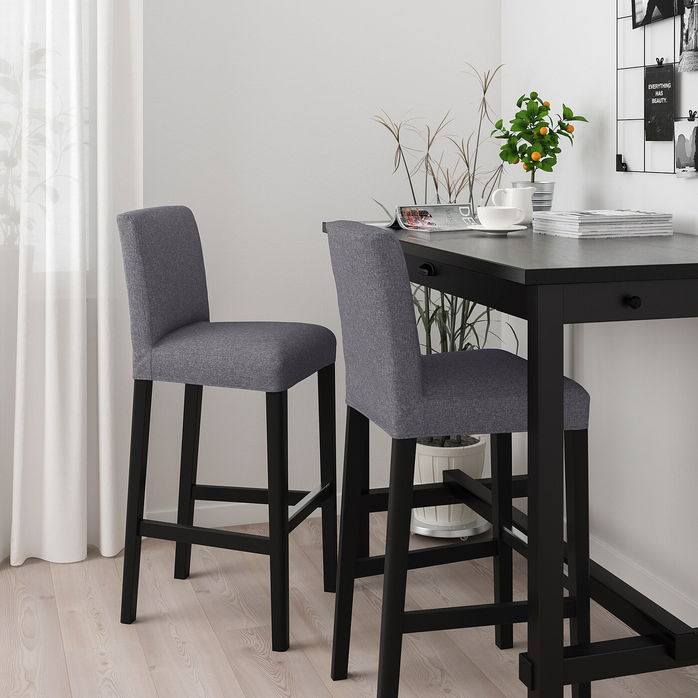 BERGMUND Bar stool with backrest