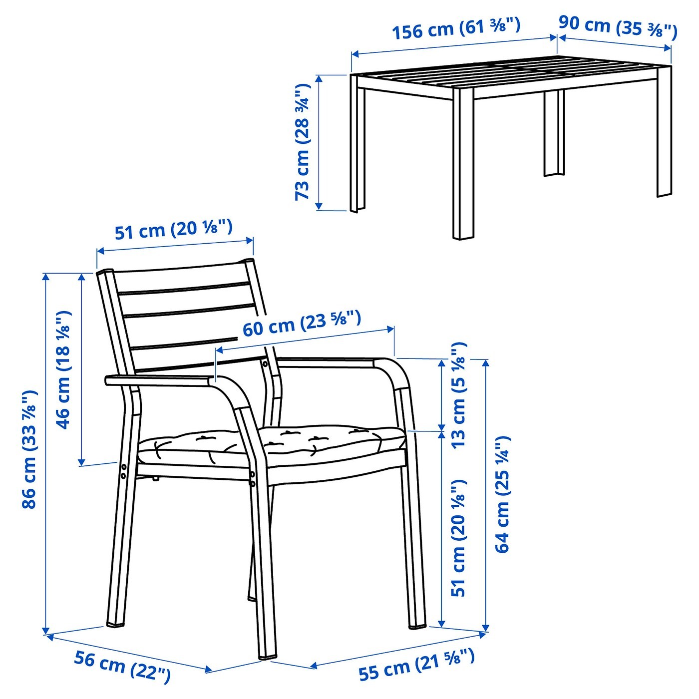 SJÄLLAND Table+4 chairs w armrests, outdoor