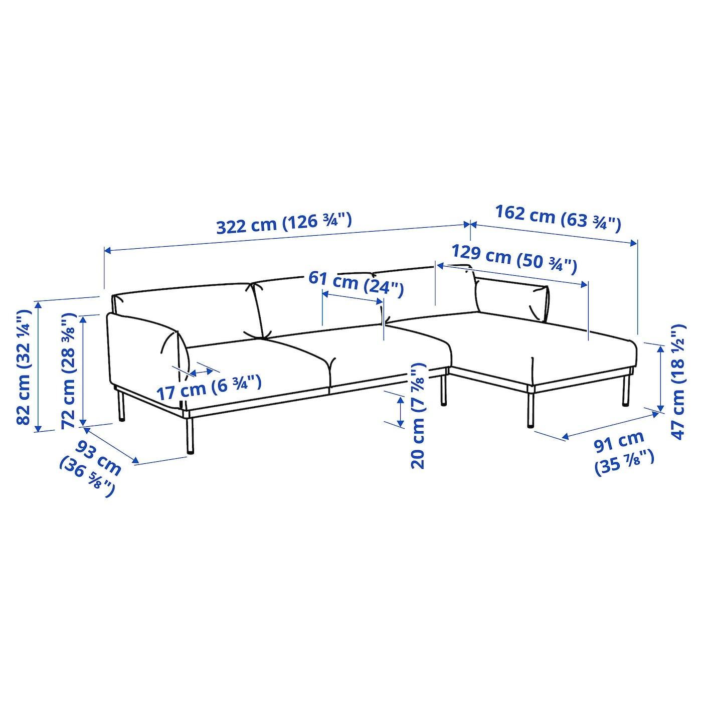 ÄPPLARYD 4-seat sofa with chaise longue