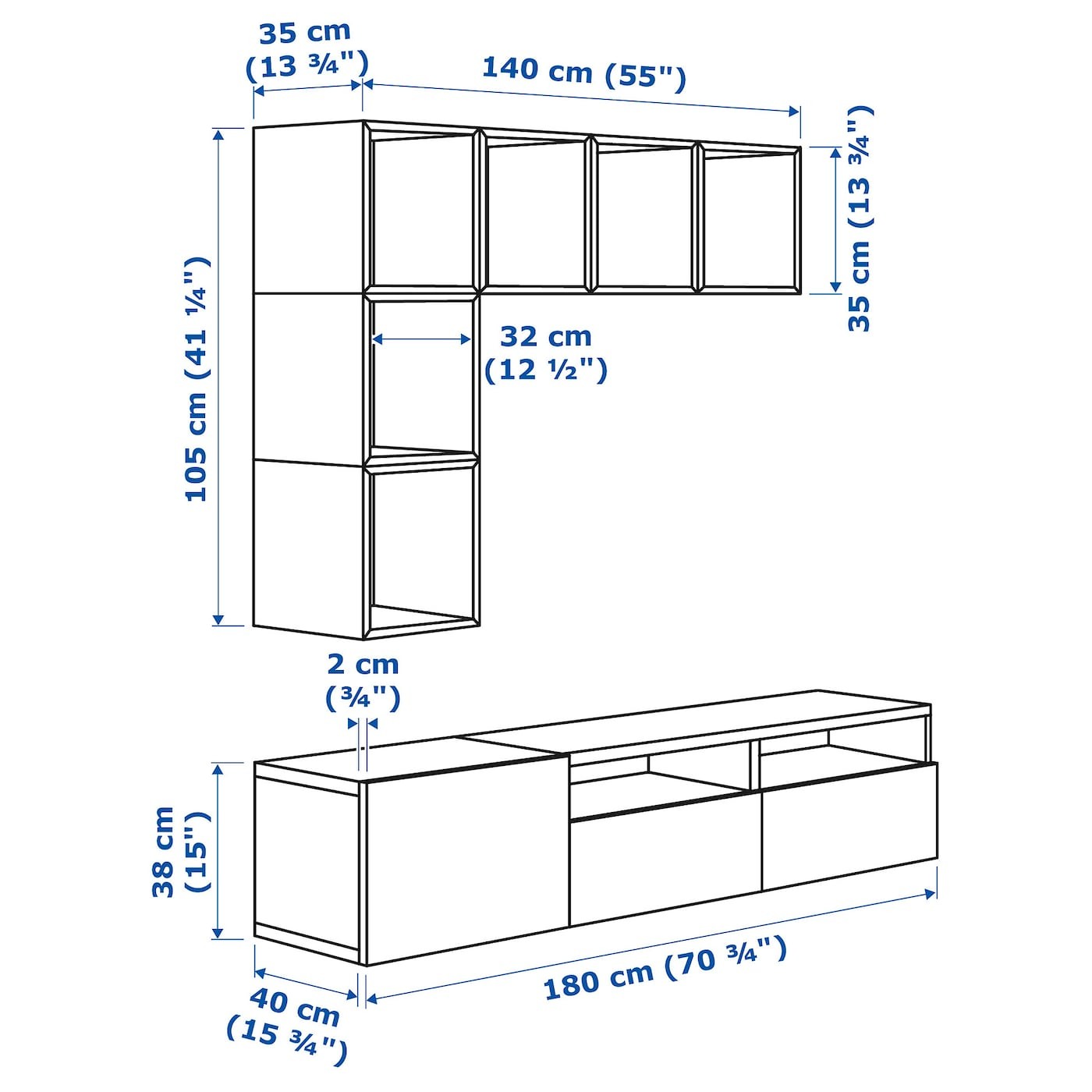 BESTÅ / EKET Cabinet combination for TV