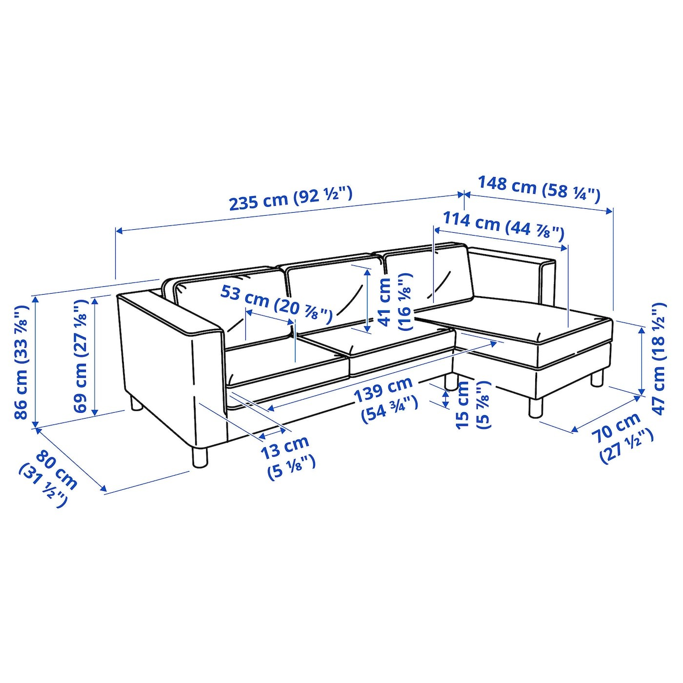 PÄRUP 3-seat sofa with chaise longue