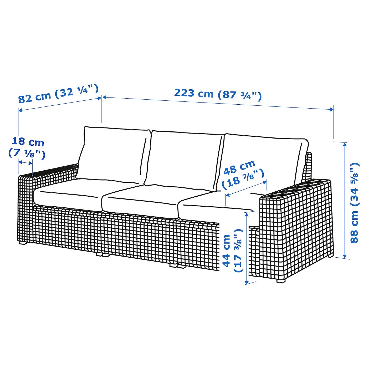 SOLLERÖN 3-seat modular sofa, outdoor