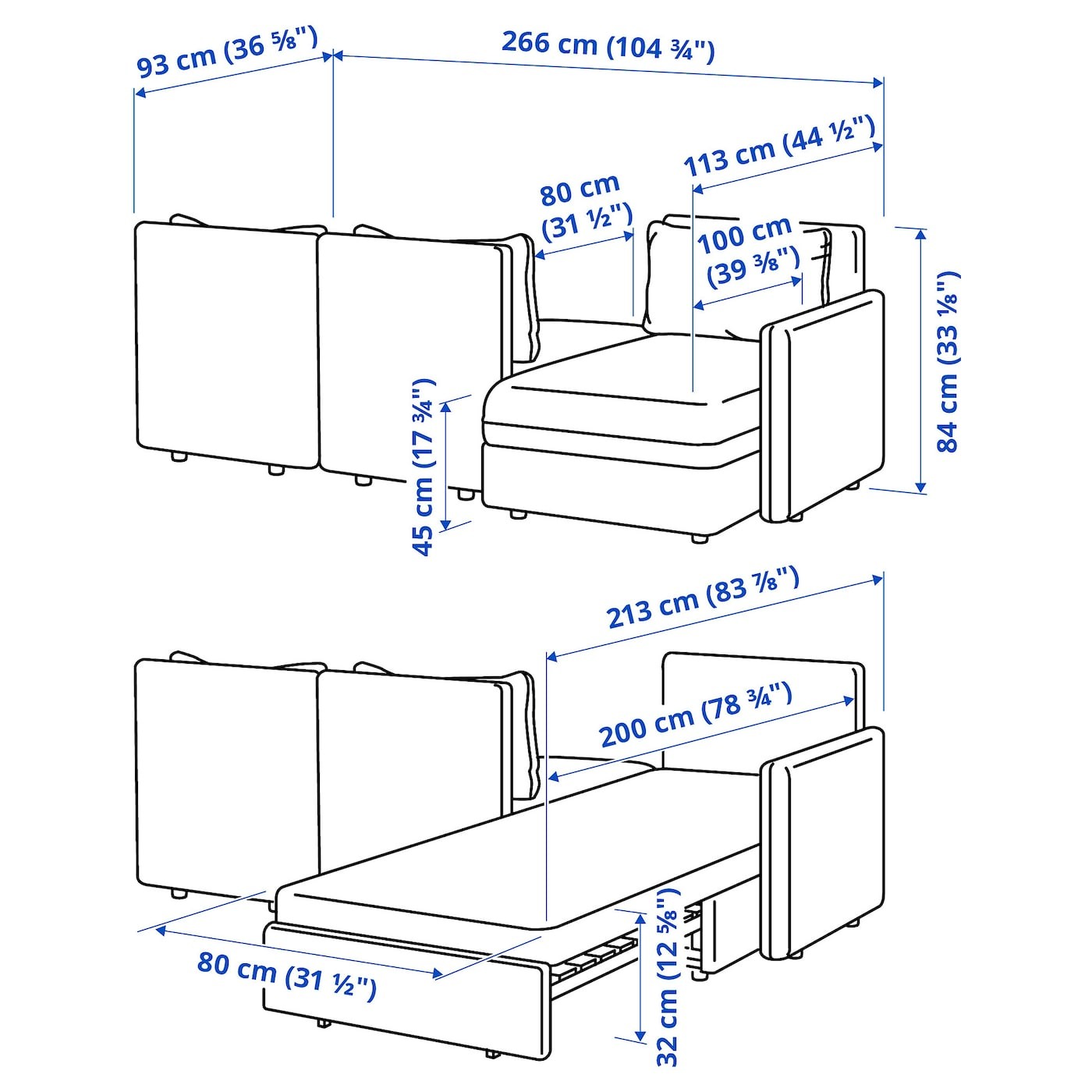 VALLENTUNA 3-seat modular sofa with sofa-bed