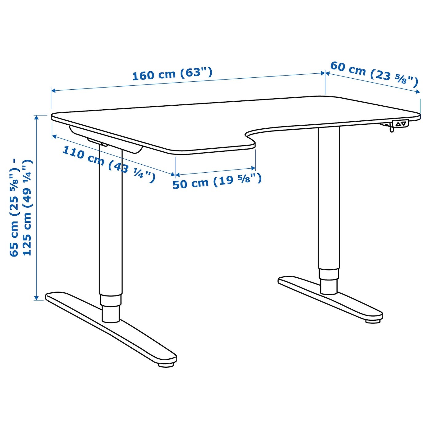 BEKANT Corner desk left sit/stand