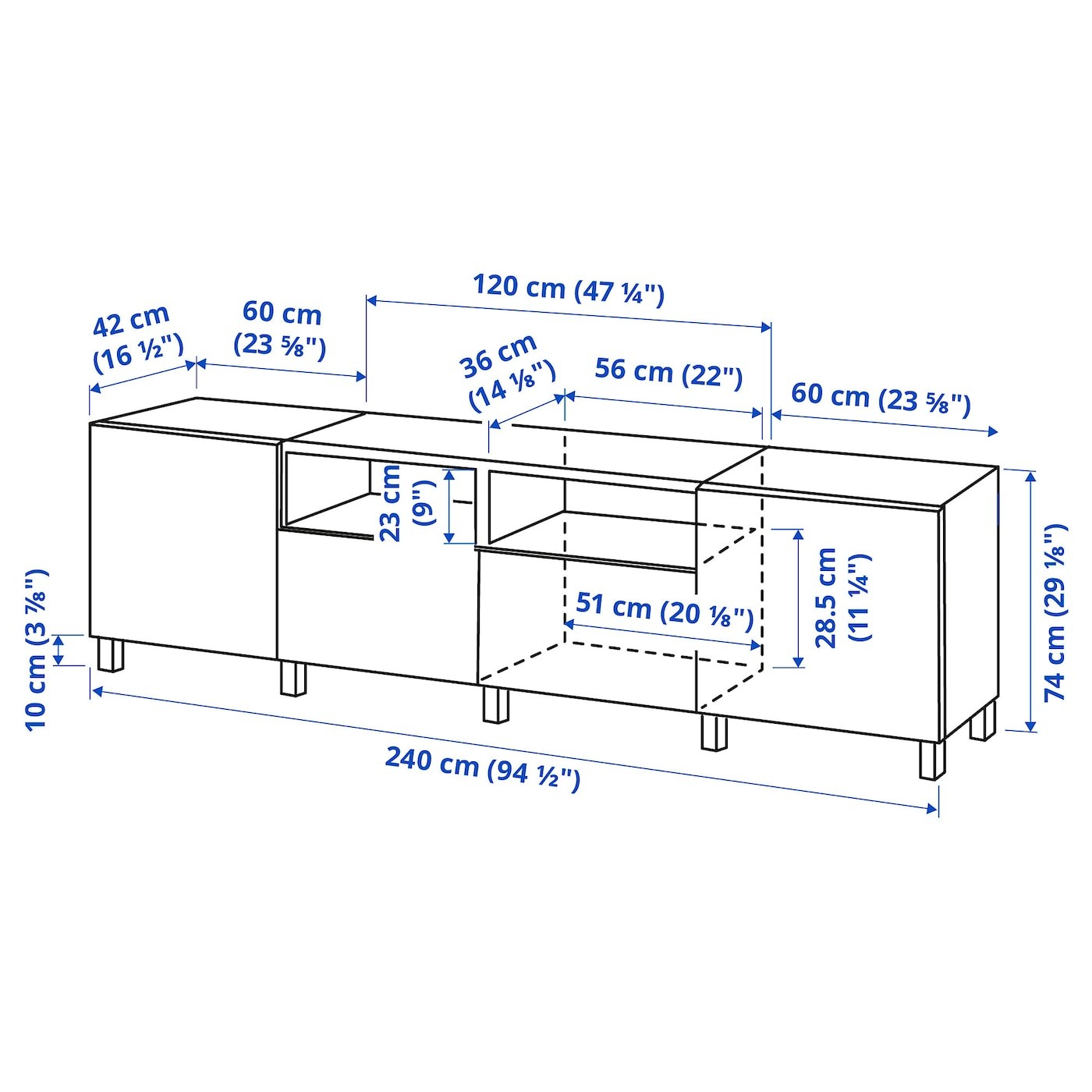 BESTÅ TV bench with doors and drawers