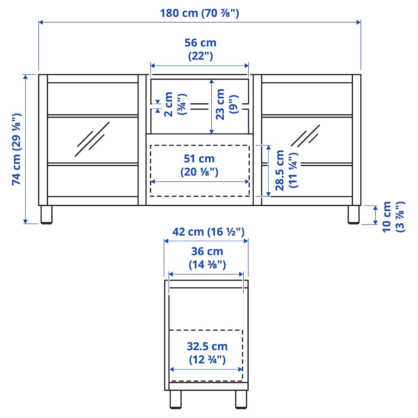 BESTÅ TV bench with doors and drawers