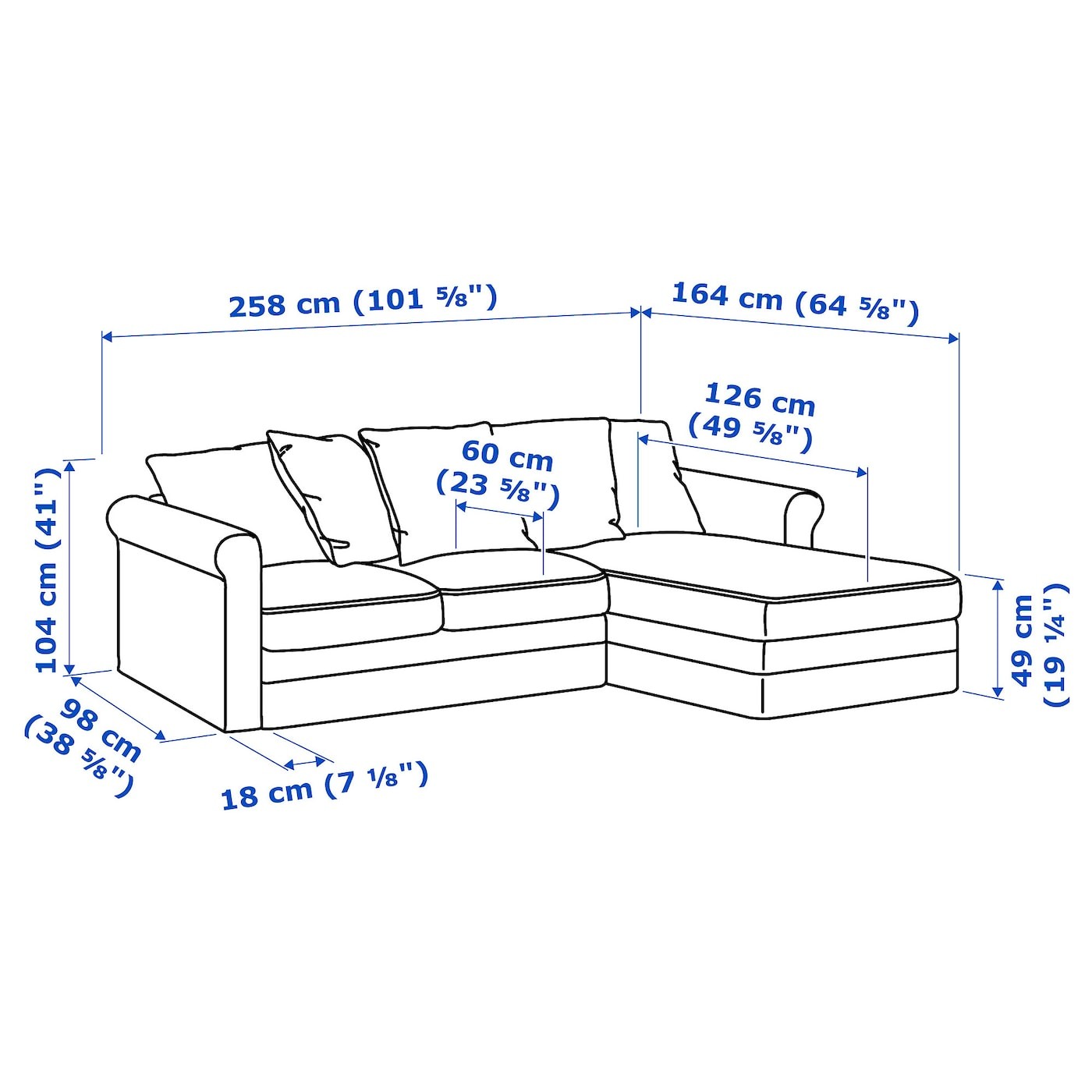 GRÖNLID 3-seat sofa with chaise longue