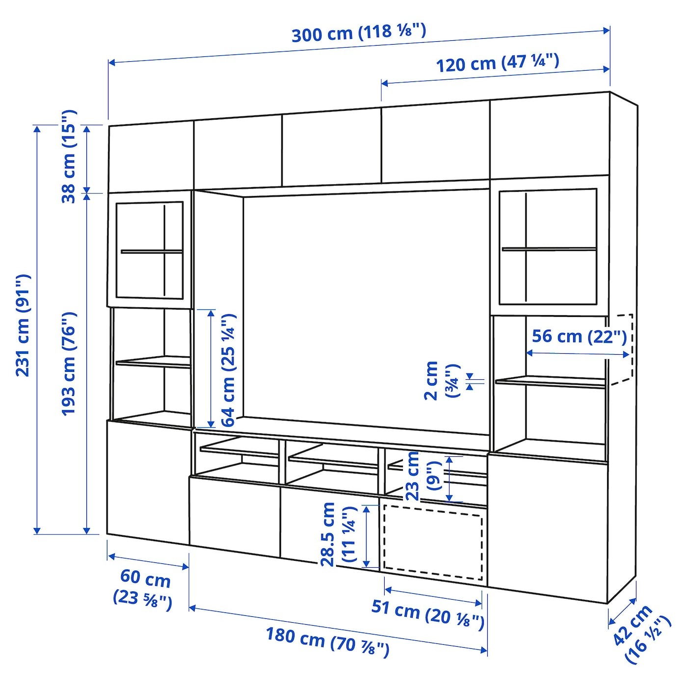 BESTÅ TV storage combination/glass doors