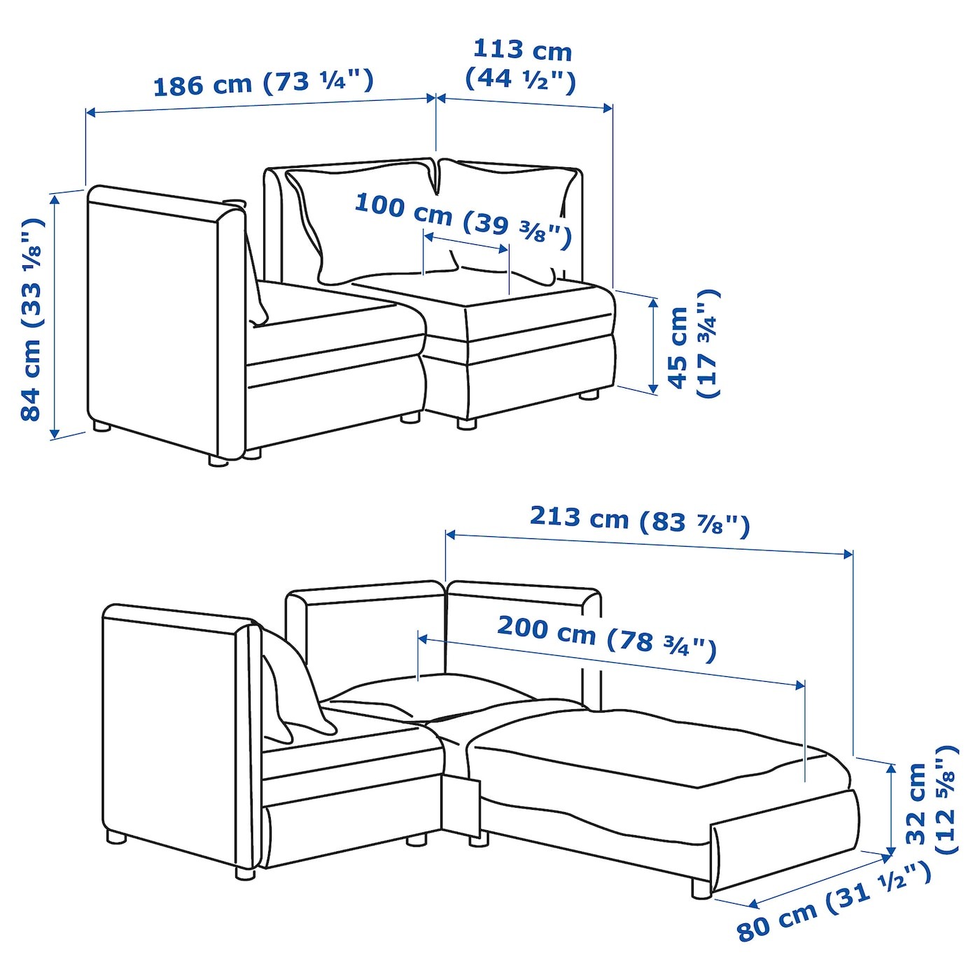 VALLENTUNA 2-seat modular sofa with sofa-bed