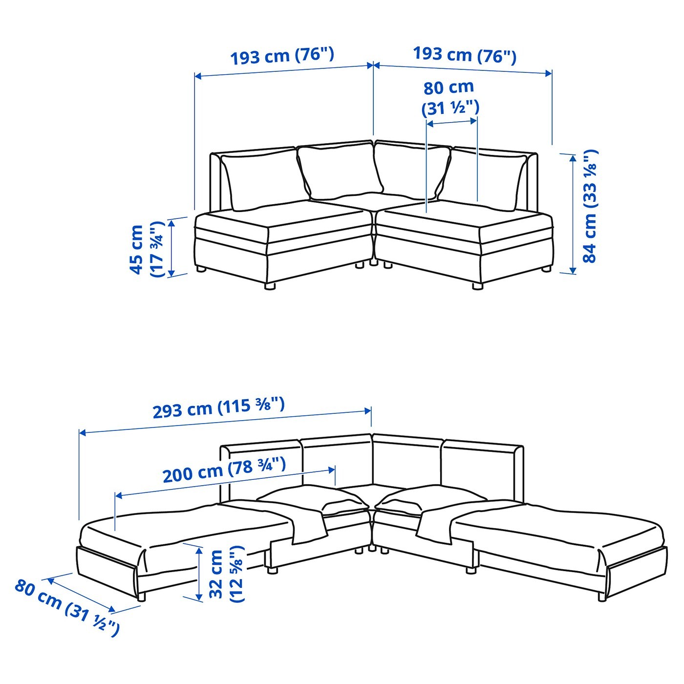 VALLENTUNA Modular crnr sofa 3-seat+2 sofa-bed