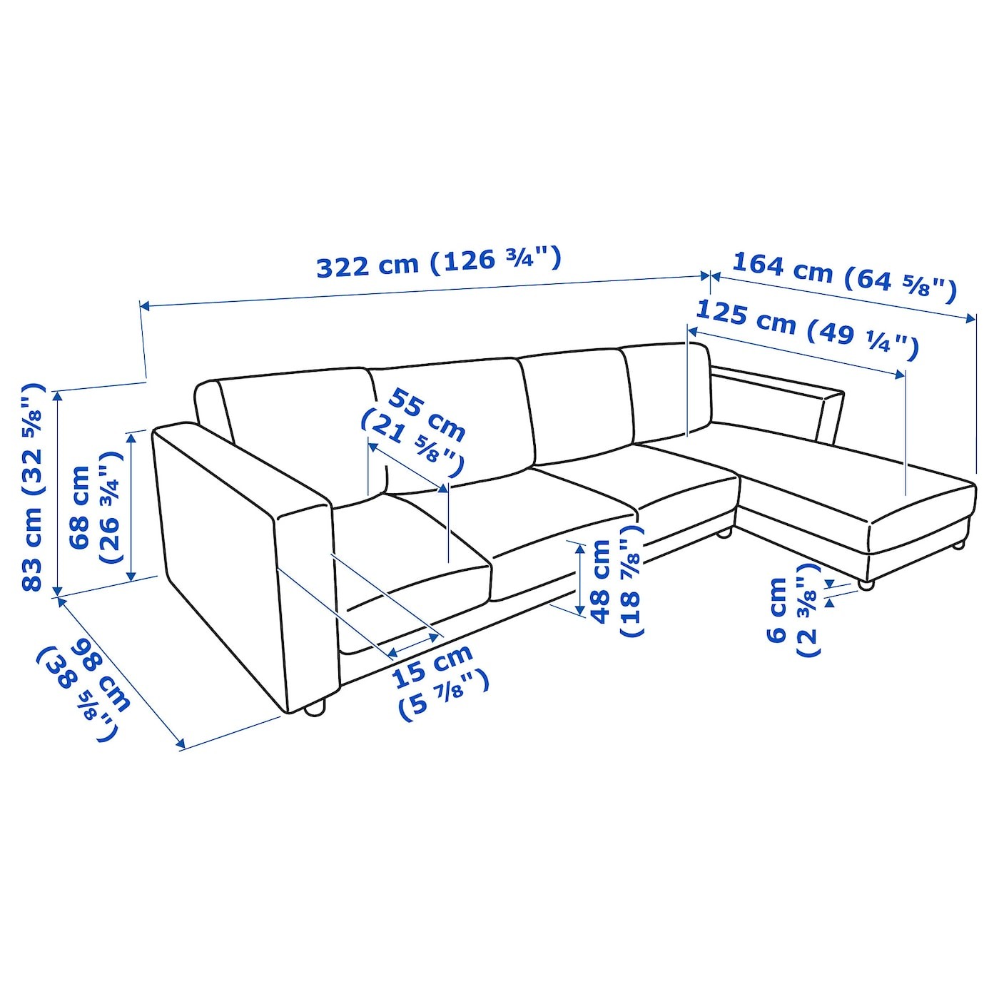 VIMLE 4-seat sofa with chaise longue