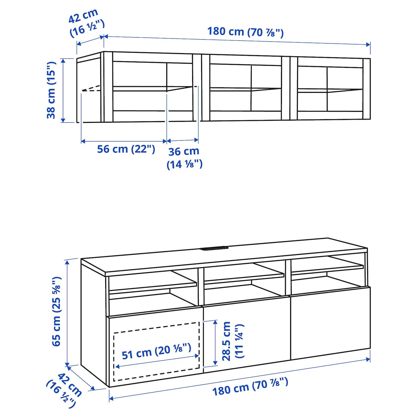 BESTÅ TV storage combination/glass doors