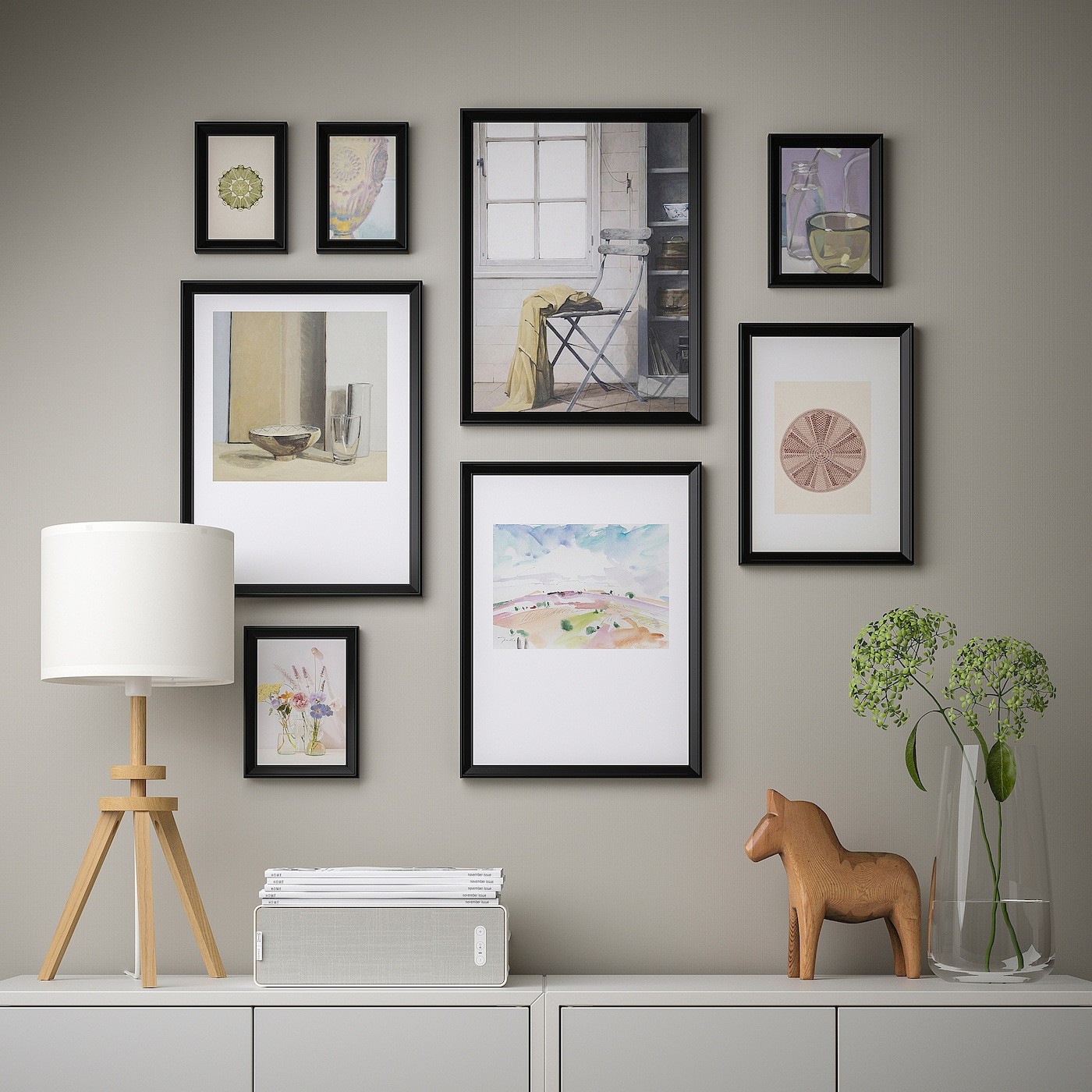 KNOPPÄNG Frame with poster, set of 8