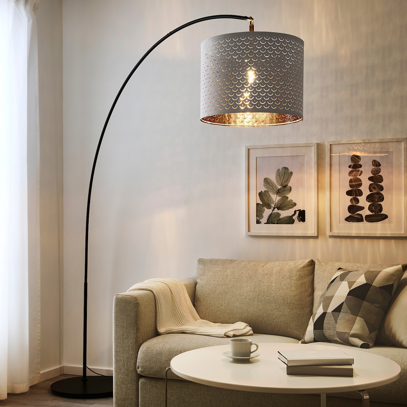 NYMÖ / SKAFTET Floor lamp, arched