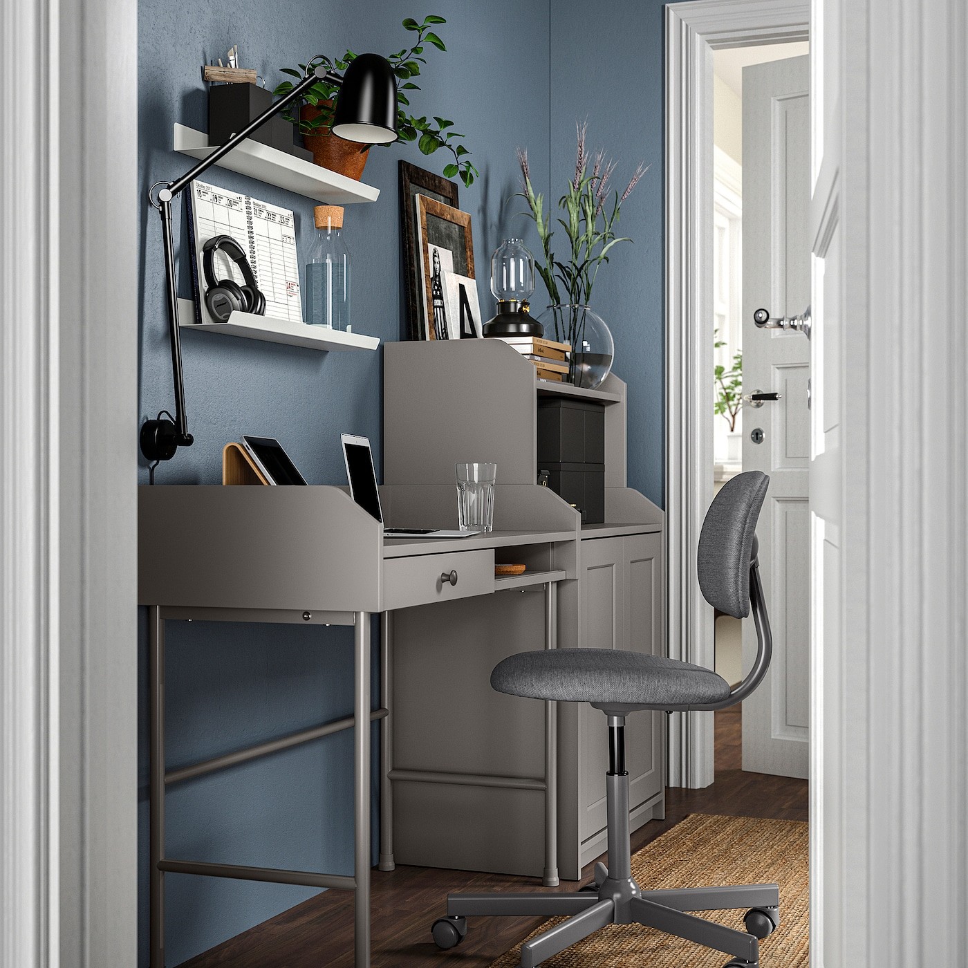 HAUGA/BLECKBERGET Desk and storage combination