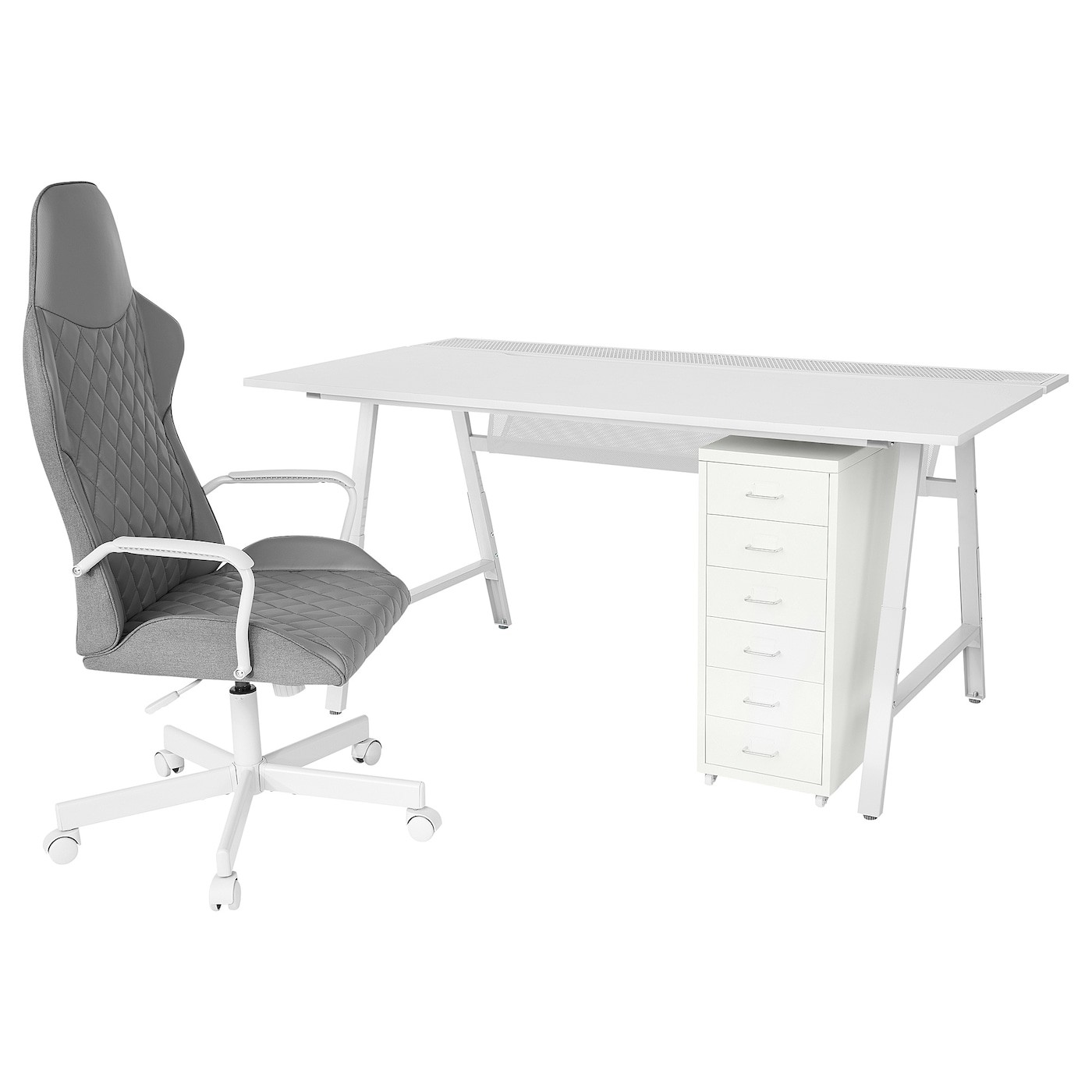 UTESPELARE / HELMER Desk, chair and drawer unit