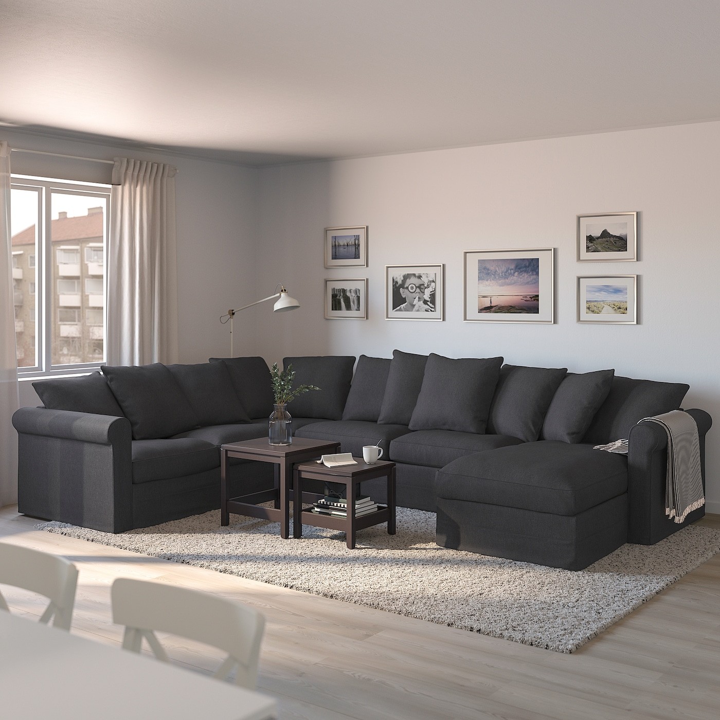 GRÖNLID Crnr sofa-bed, 5-seat w chaise lng