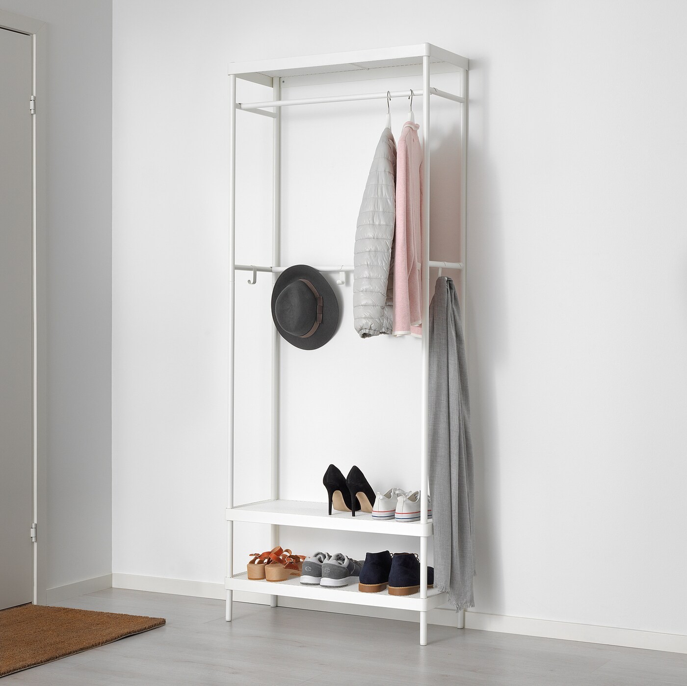 MACKAPÄR Coat rack with shoe storage unit