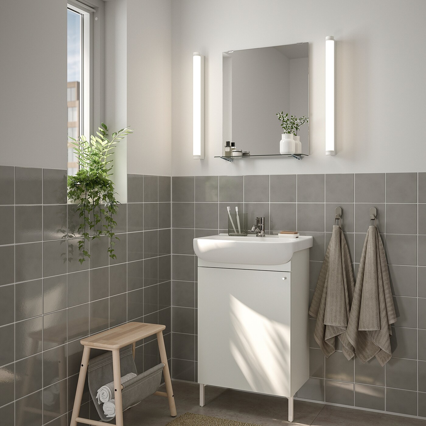 NYSJÖN / BJÖRKÅN Bathroom furniture, set of 5