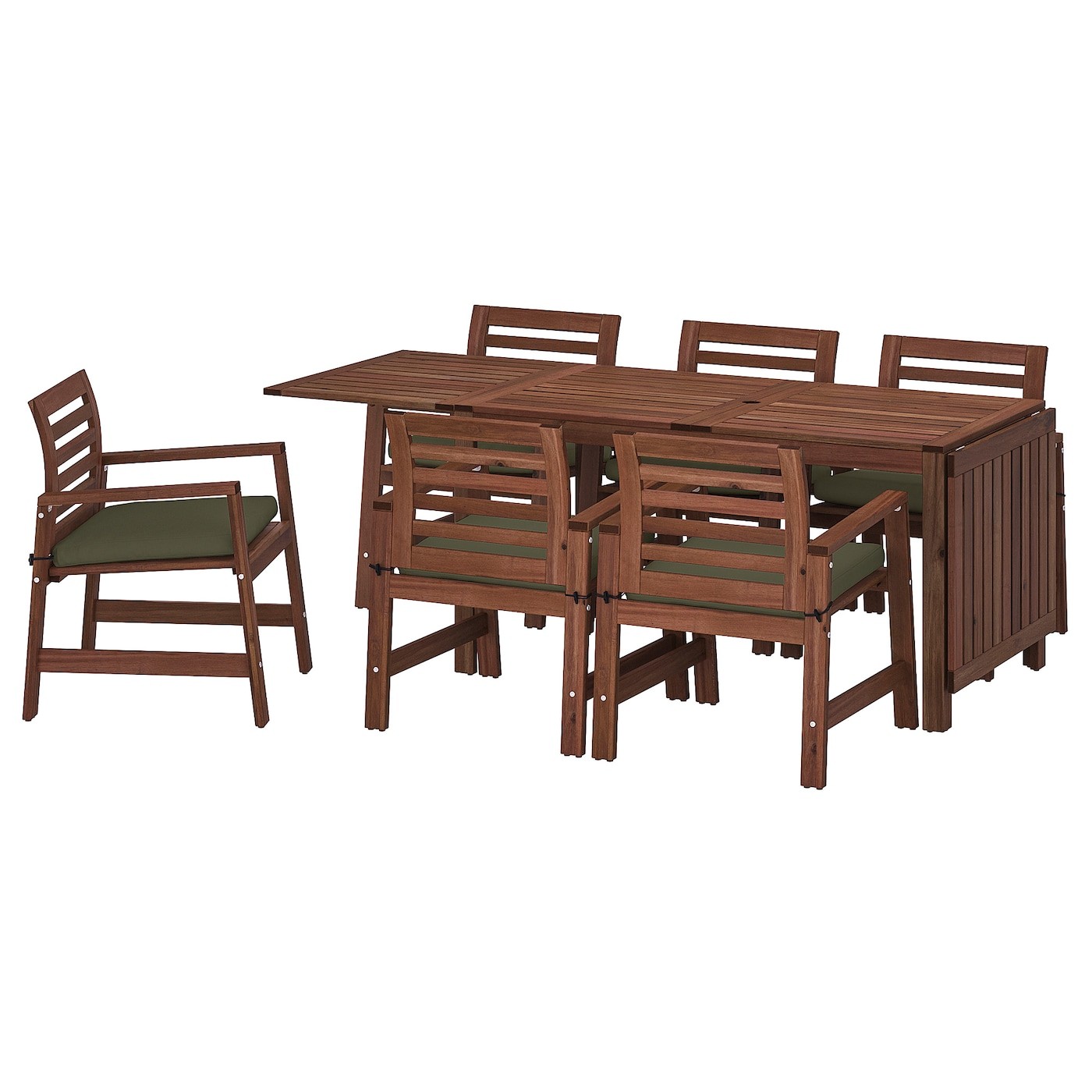 ÄPPLARÖ Table+6 chairs w armrests, outdoor