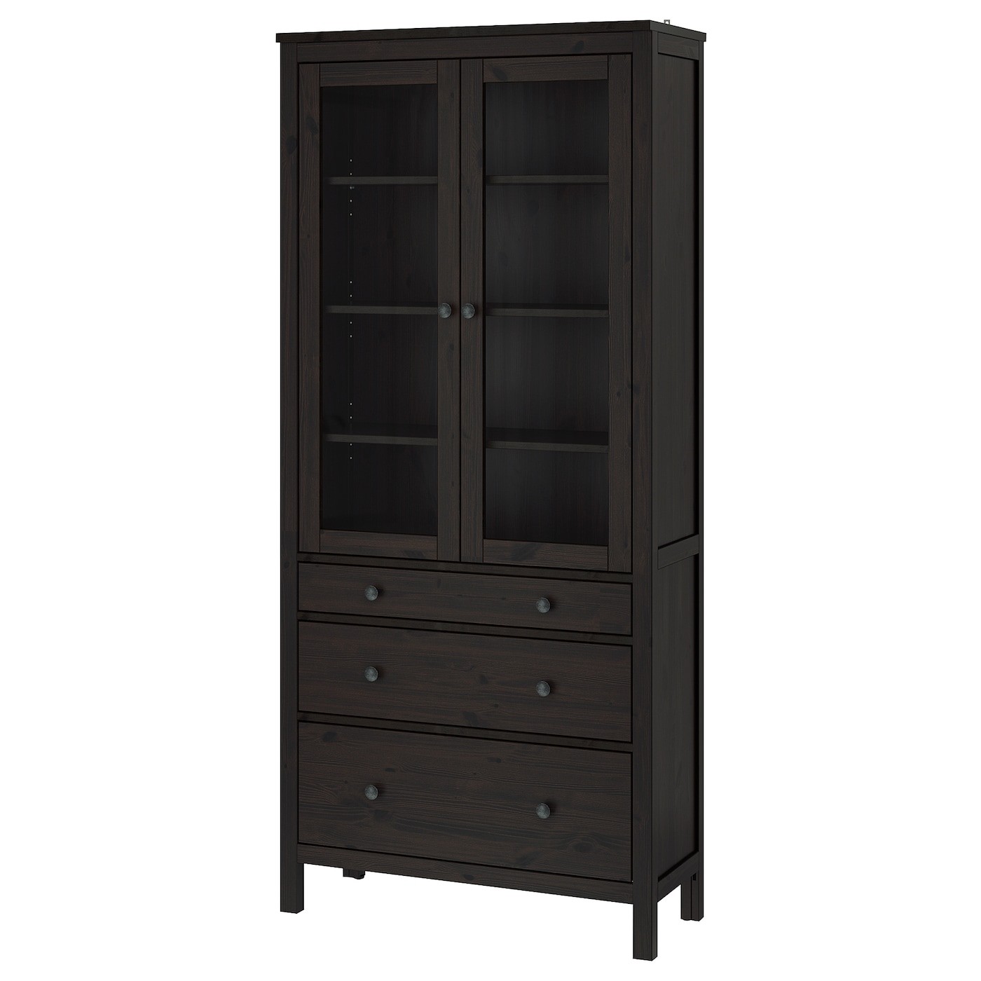 HEMNES Glass-door cabinet with 3 drawers