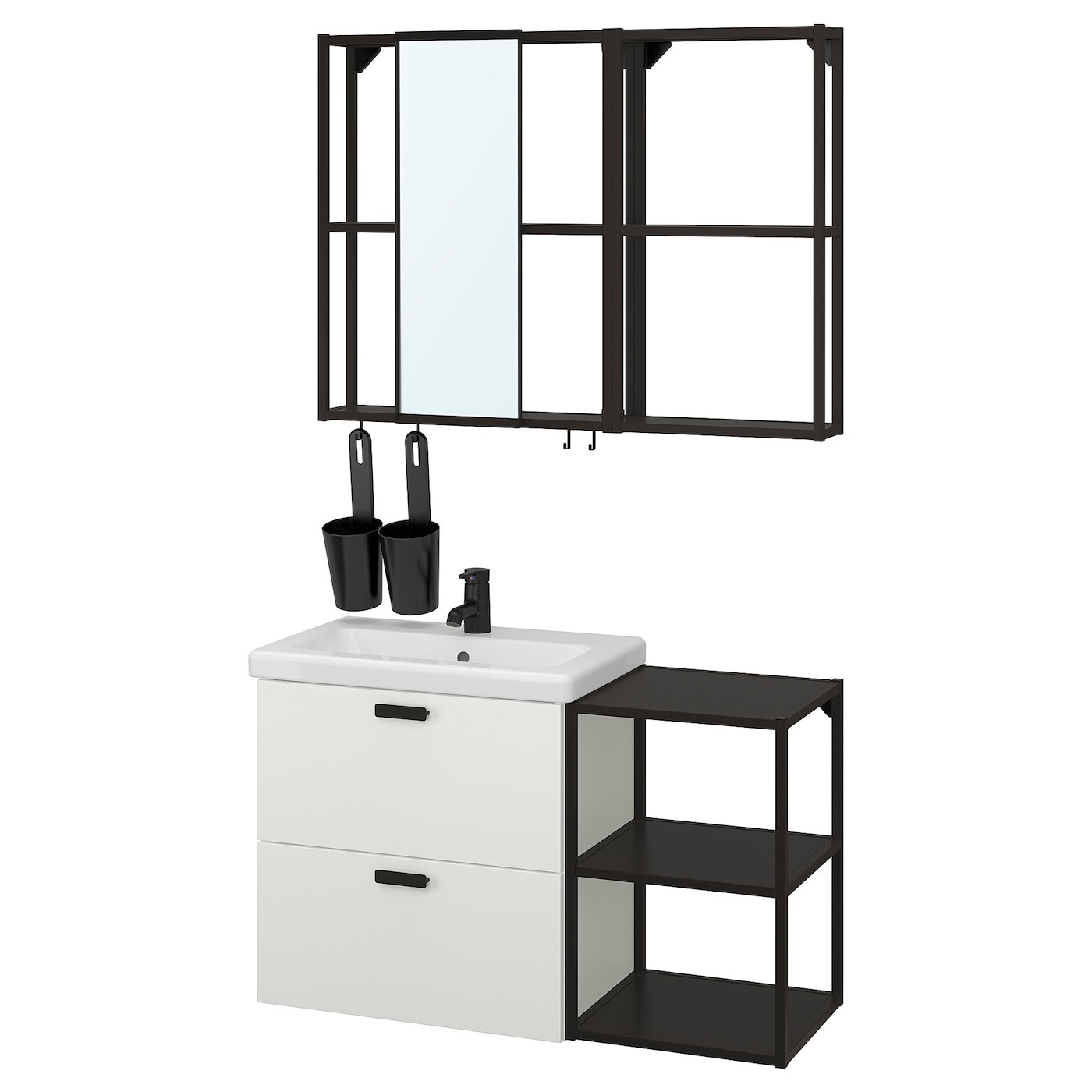 ENHET / TVÄLLEN Bathroom furniture, set of 15