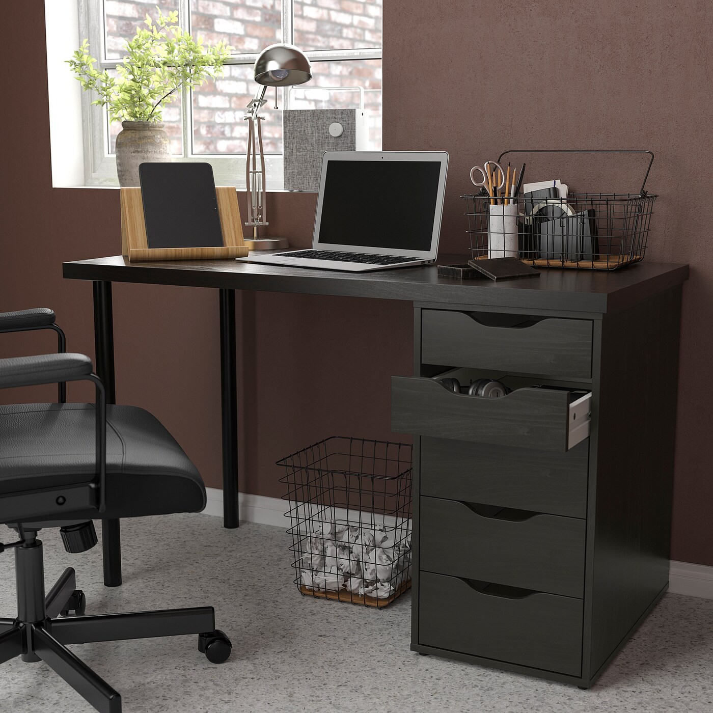 LAGKAPTEN/MILLBERGET / BILLY/OXBERG Desk and storage combination