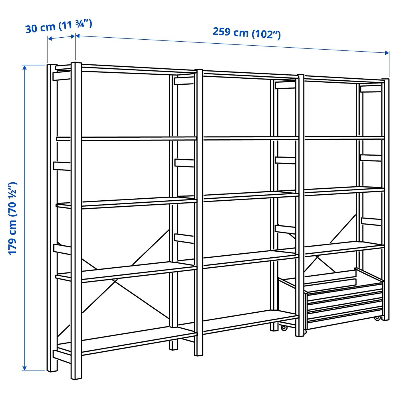 IVAR Shelving unit with storage box