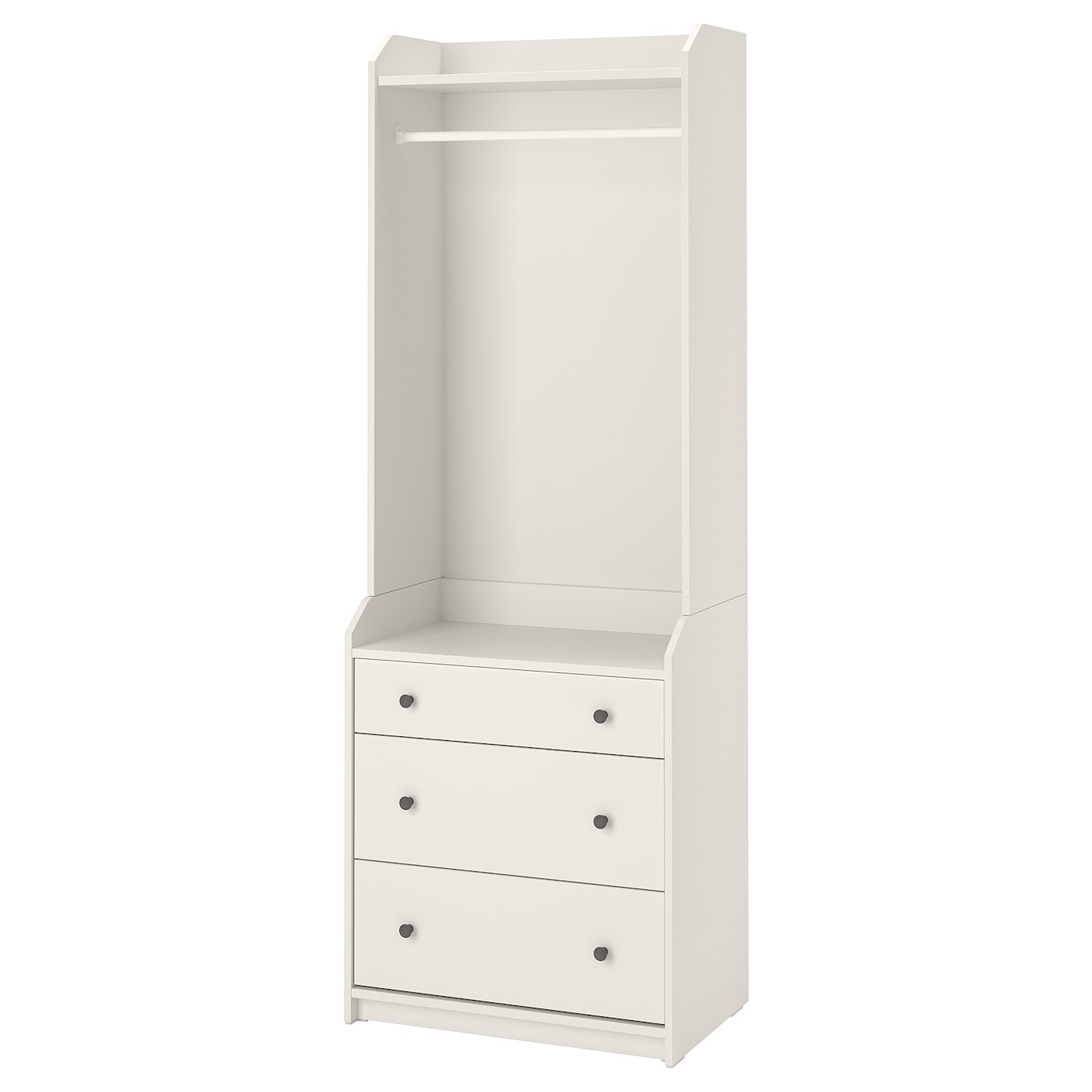 HAUGA Open wardrobe with 3 drawers