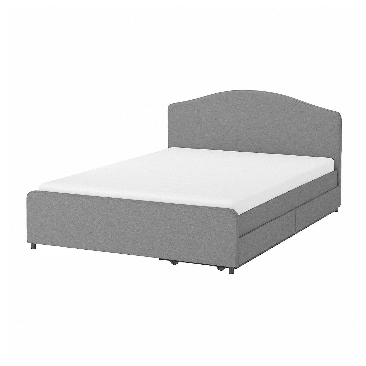 HAUGA Upholstered bed, 2 storage boxes