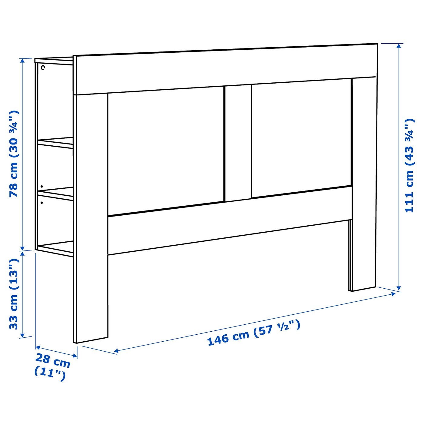 BRIMNES Headboard with storage compartment