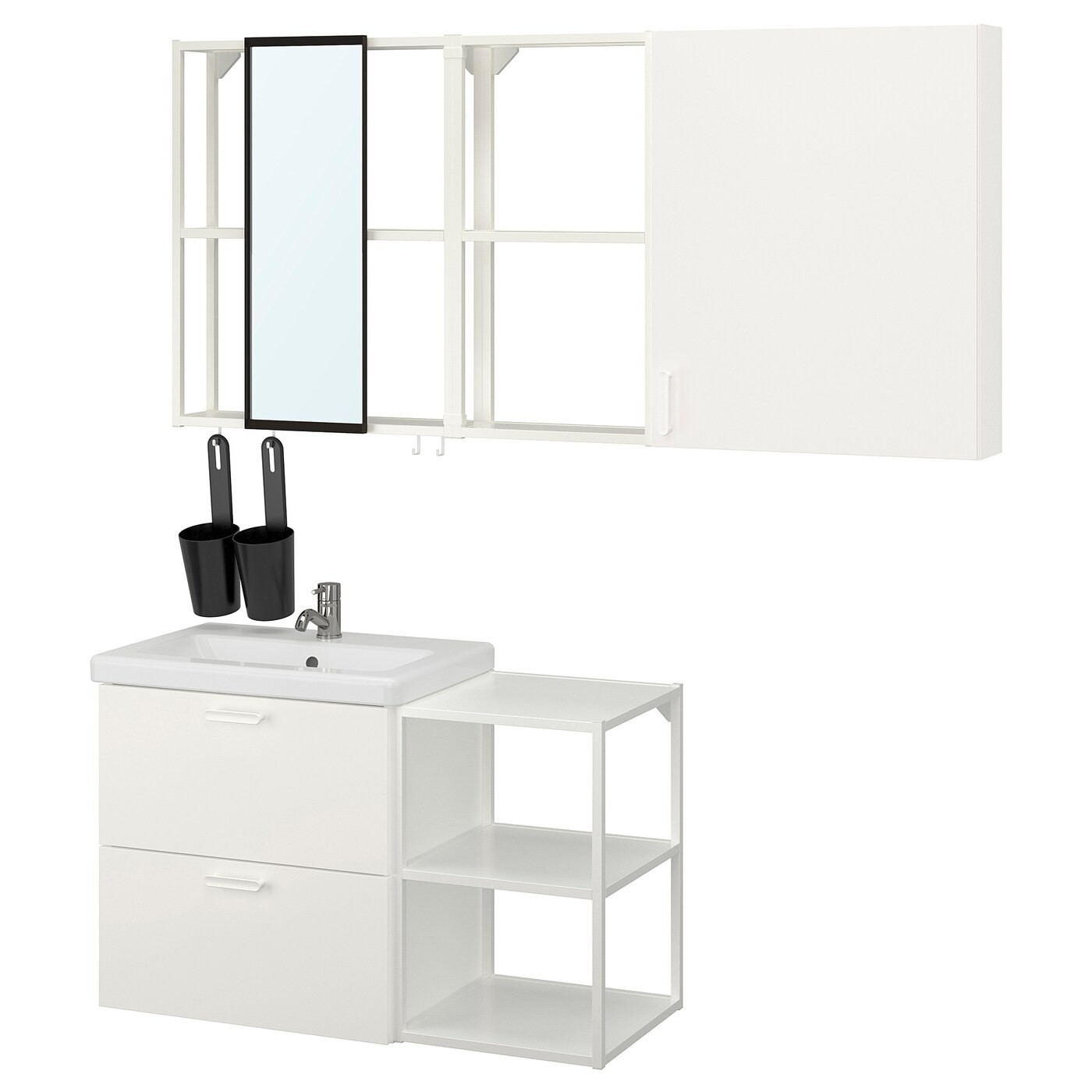 ENHET / TVÄLLEN Bathroom furniture, set of 18