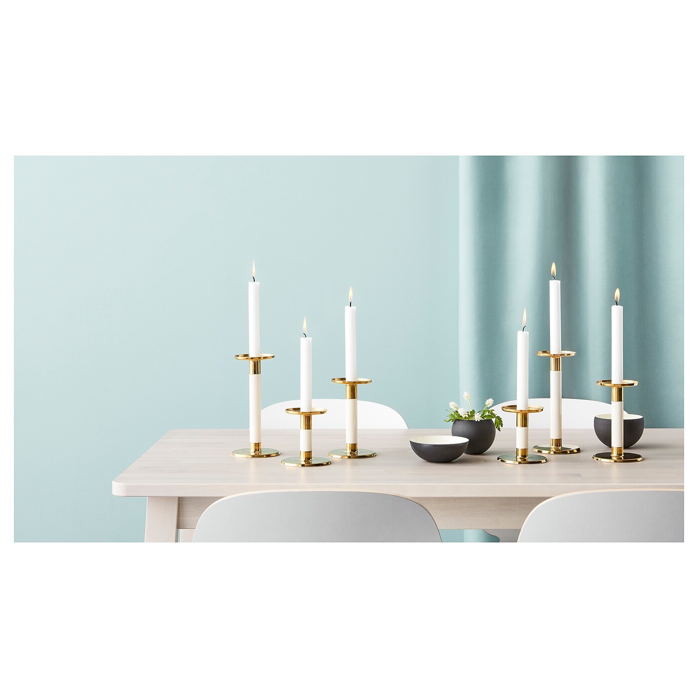 GLITTRIG Candlestick, set of 3