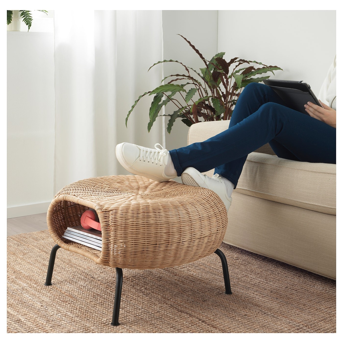 GAMLEHULT Footstool with storage