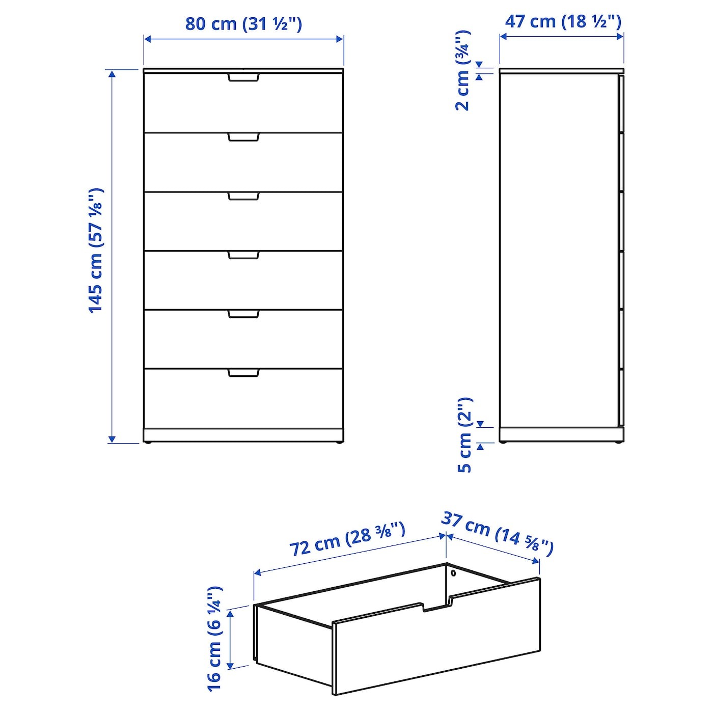 NORDLI Chest of 6 drawers