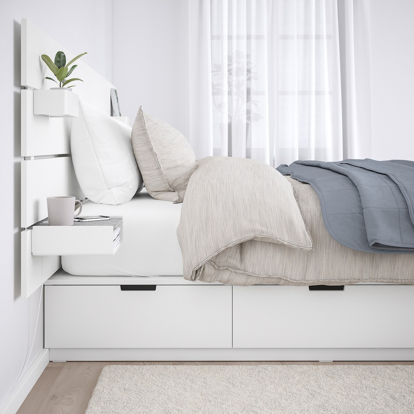 NORDLI Bed frame w storage and headboard