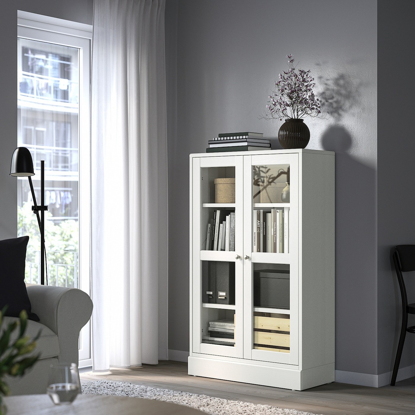 HAVSTA Glass-door cabinet with plinth