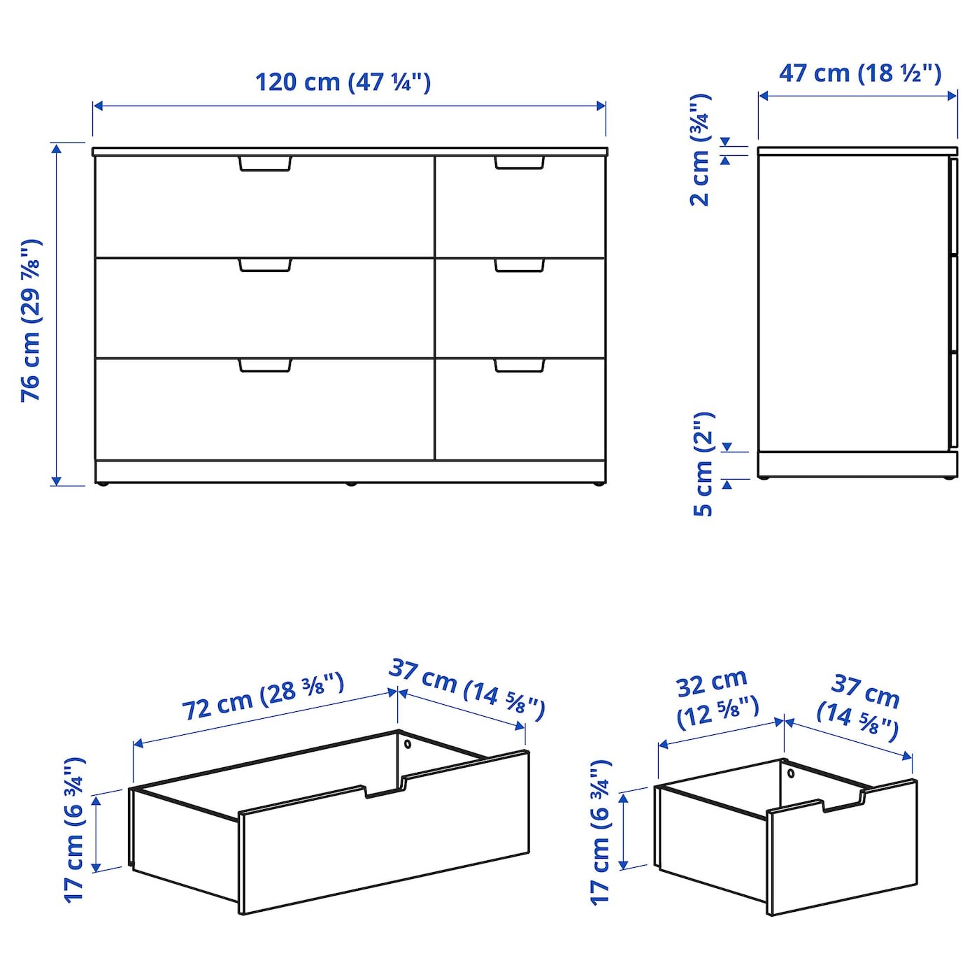 NORDLI Chest of 6 drawers