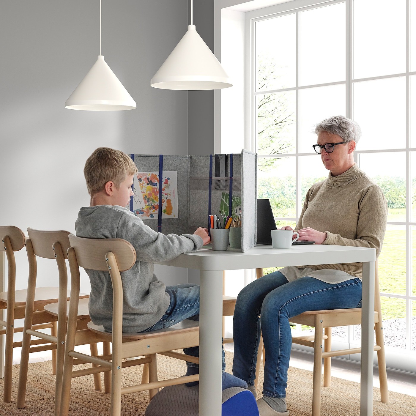 ÖVNING Desk divider with compartments