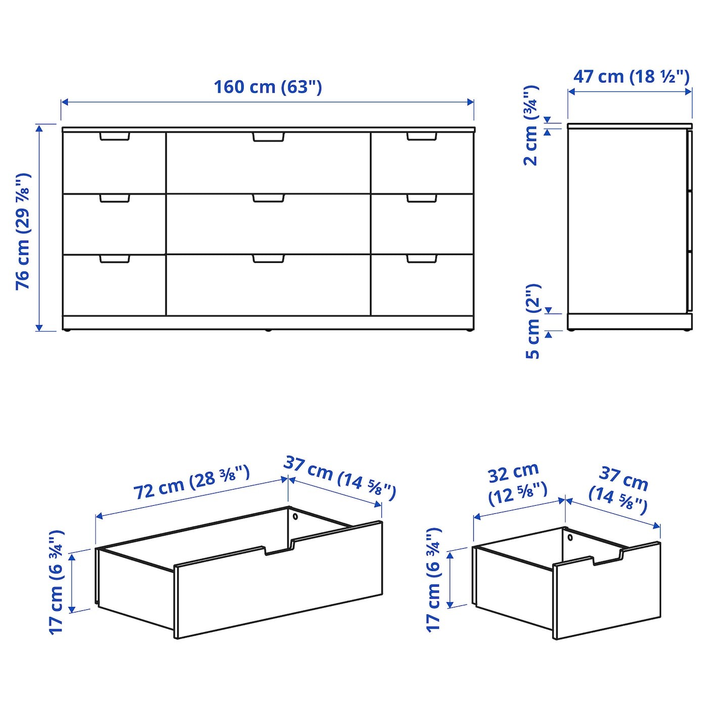 NORDLI Chest of 9 drawers