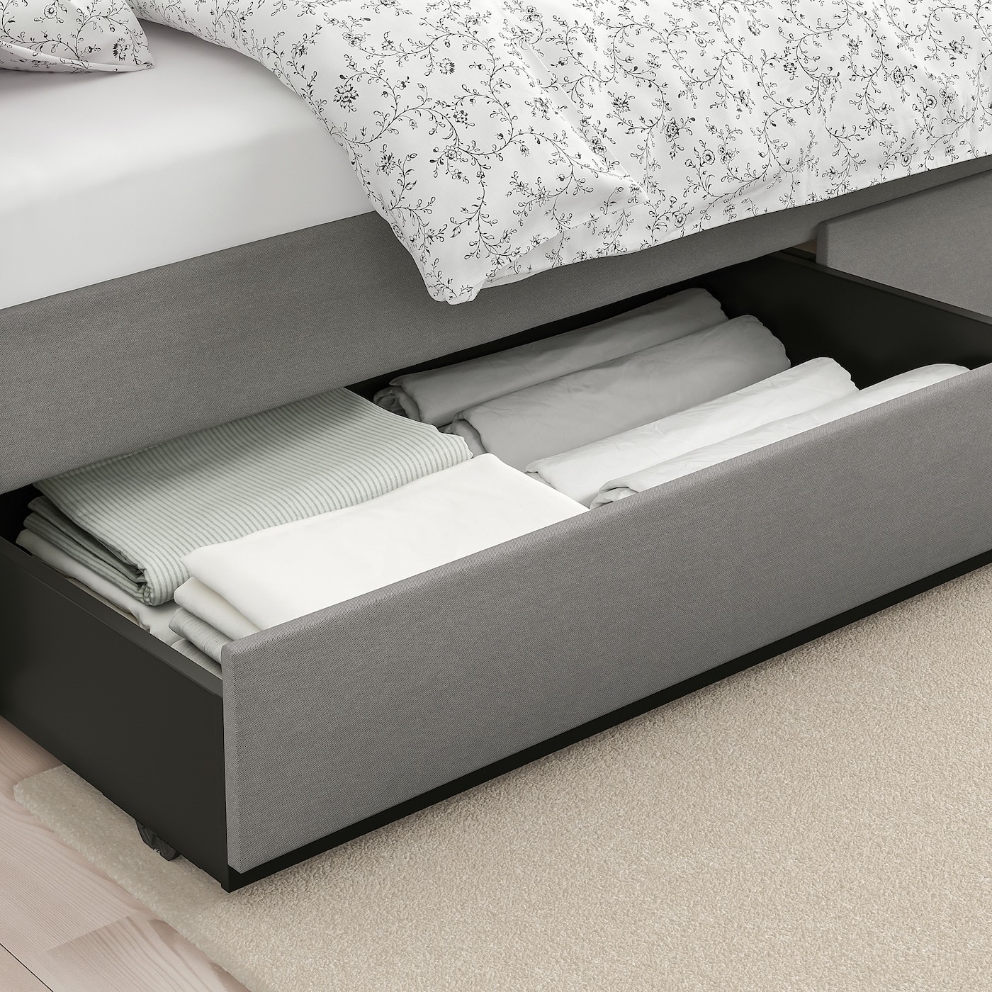 HAUGA Upholstered bed storage box