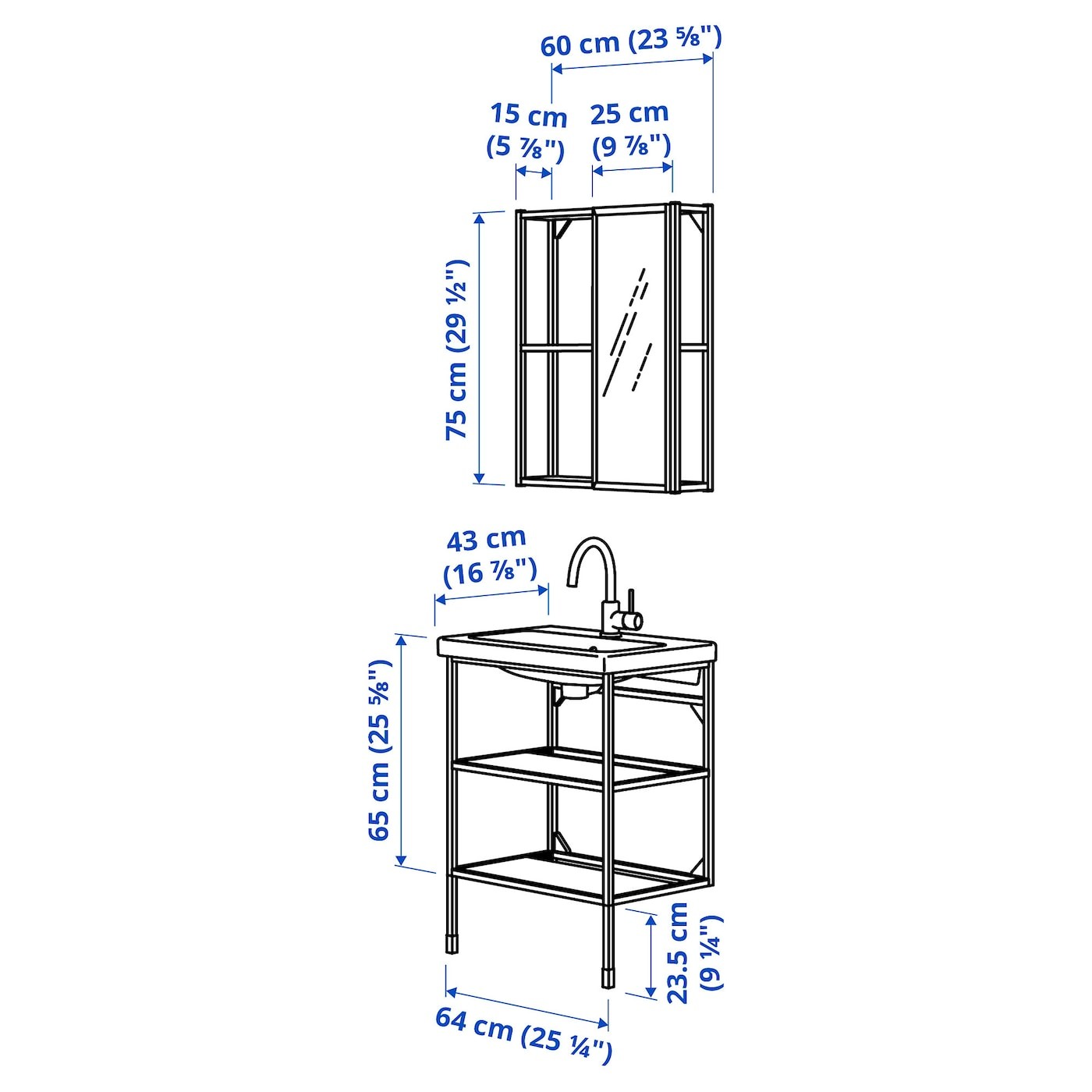 ENHET / TVÄLLEN Bathroom furniture, set of 9