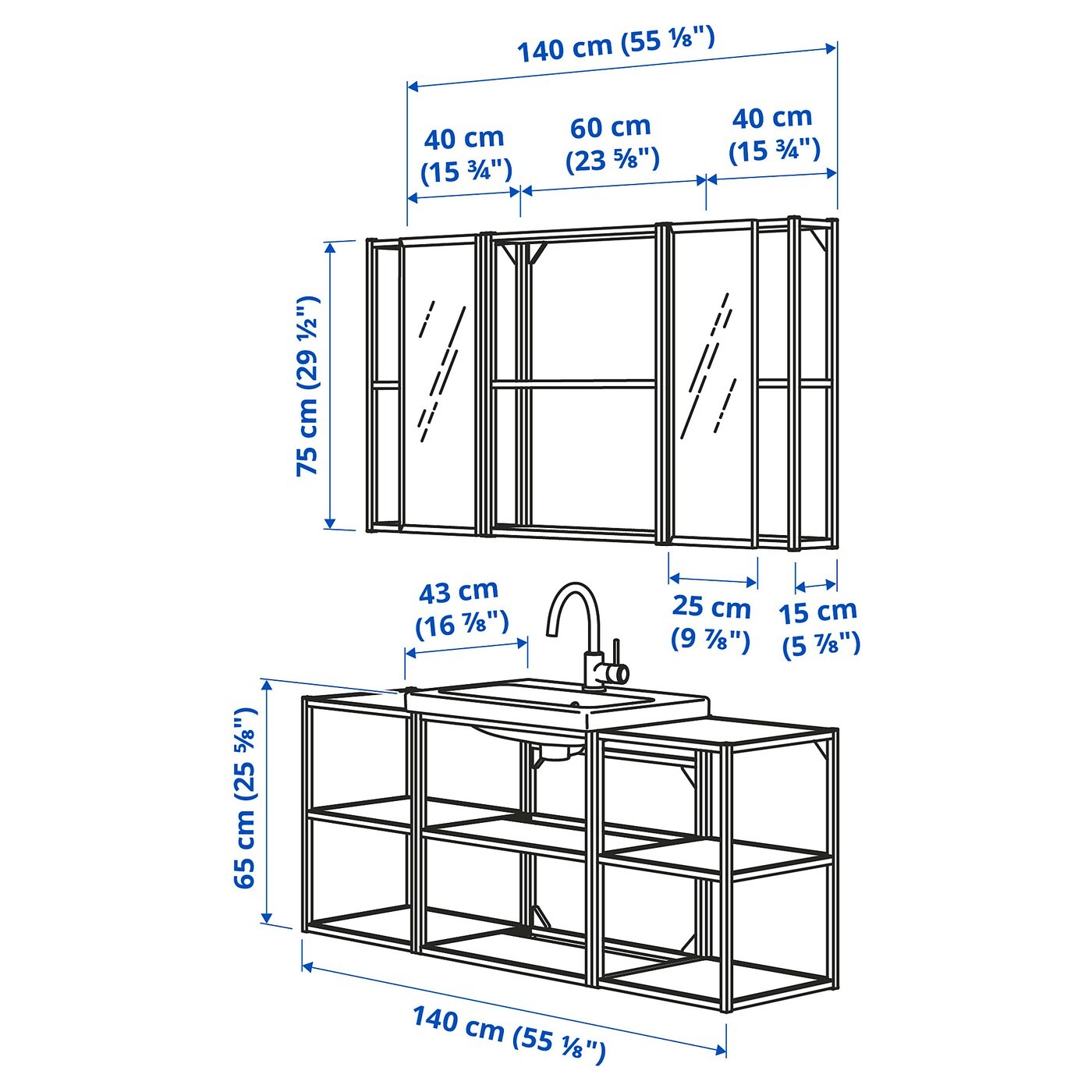 ENHET / TVÄLLEN Bathroom furniture, set of 17