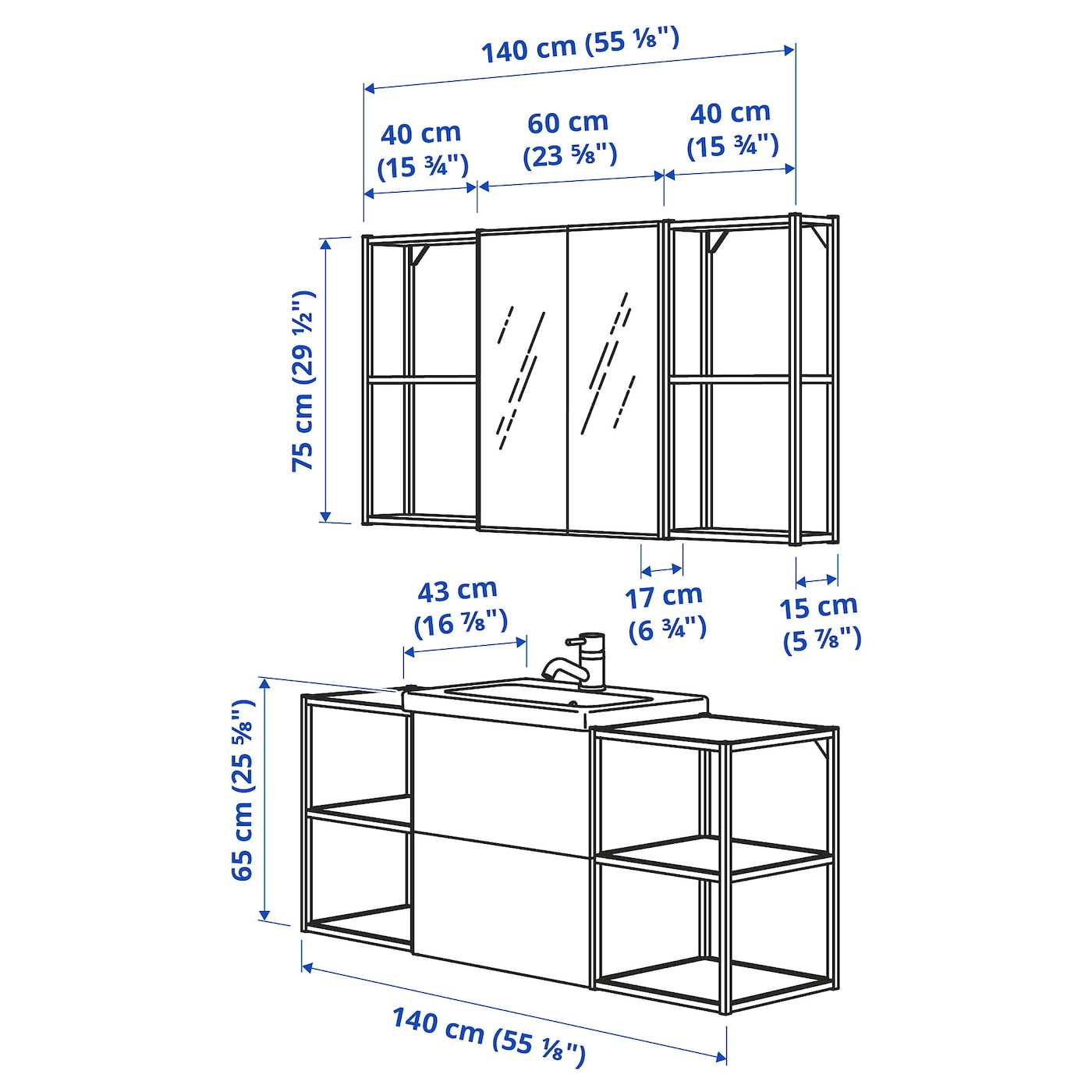 ENHET / TVÄLLEN Bathroom furniture, set of 18