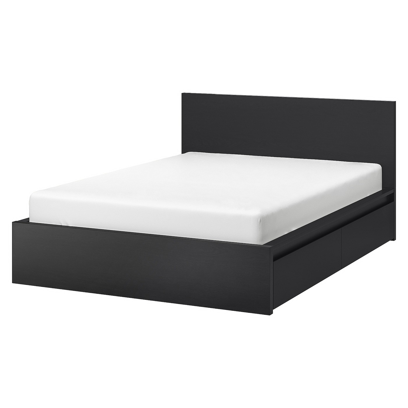 MALM Bed frame, high, w 2 storage boxes