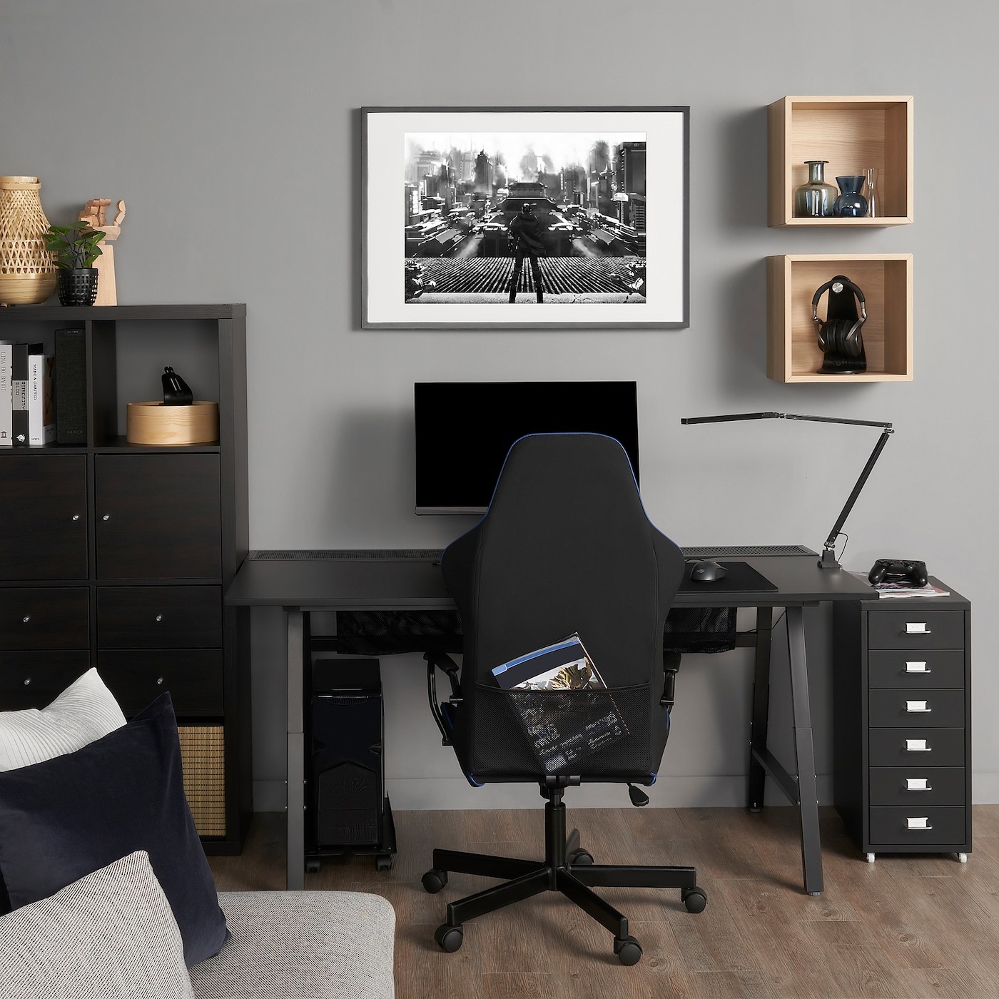 UTESPELARE / HELMER Desk, chair and drawer unit