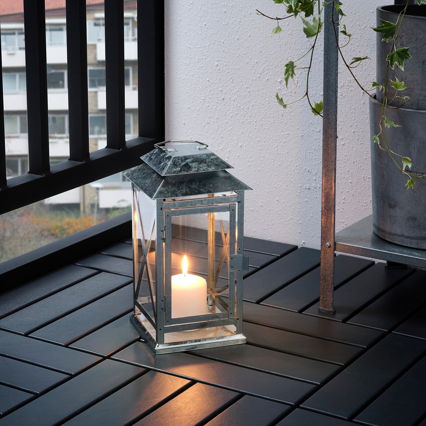 BEFÄSTA Lantern f block candle, in/outdoor